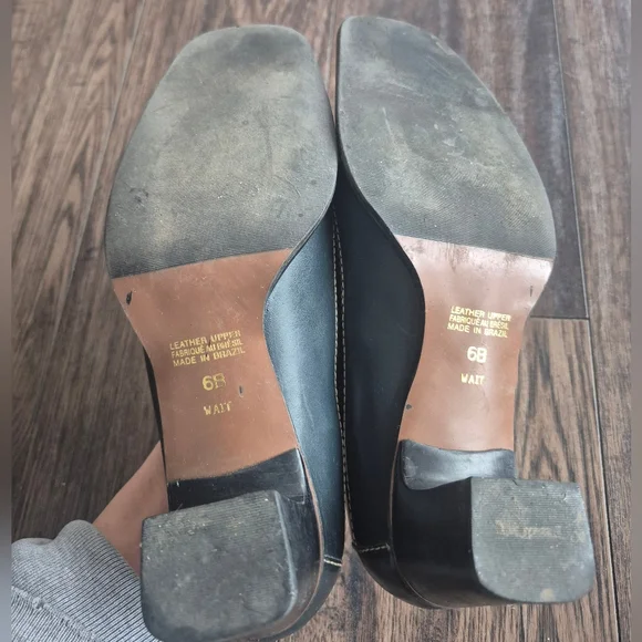 Elegant Blue Black Square Toe Block Heel 6B - Picture 10 of 11